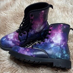 Galaxy Print Combat Boots